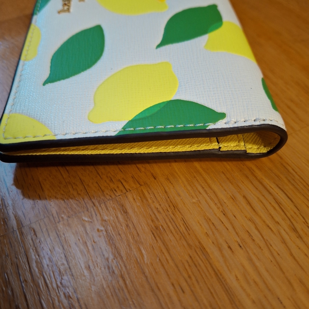 Kate Spade Lemon Printed Slim Bifold Wallet, Cap/ Hat, And Bag Charm Keychain - Picture 12 of 16